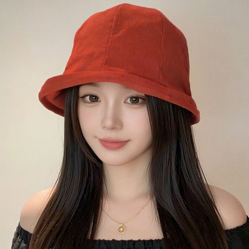复古亚麻渔夫帽女春夏显脸小防晒