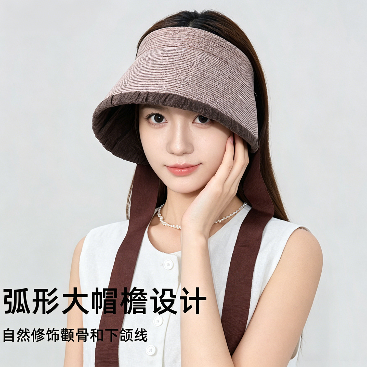日本设计师亚麻草编大檐防晒帽