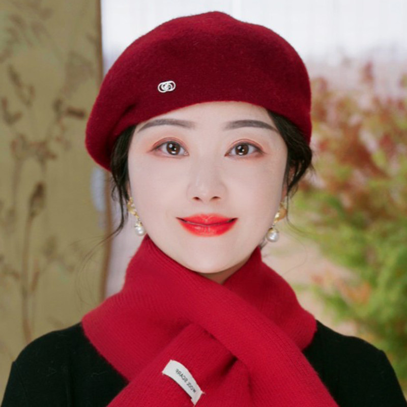 韩国洋气定型贝雷帽子女冬季百搭