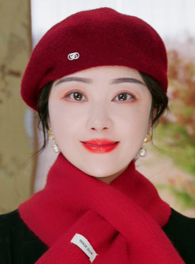 韩国洋气定型贝雷帽子女冬季羊毛呢气质显脸小画家帽百搭蓓蕾帽潮
