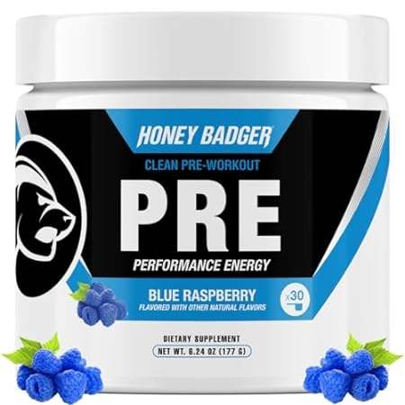 Honey Badger Pre Workout Powder， Keto Vegan Preworkout fo