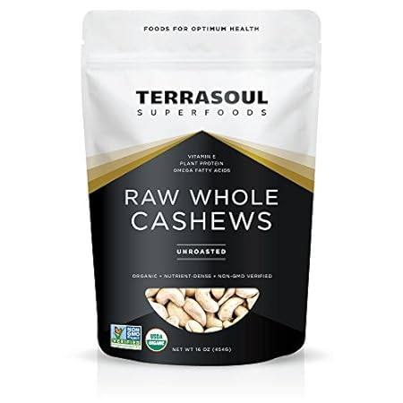 terrasoul superfoods organic raw cashews, 16 oz, premium