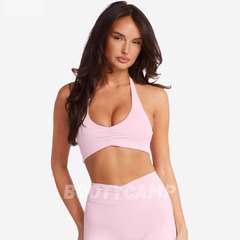 *csb绝版挂脖背心~Form Clara Crop有胸垫带字母花瓣粉blossom