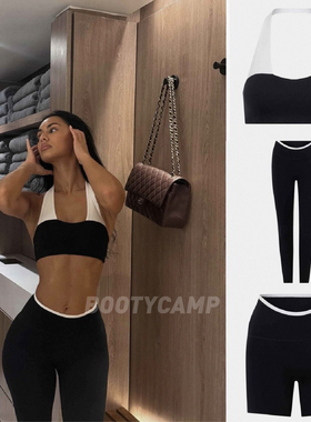 *csb挂脖文胸带胸垫June拼色twoone瑜伽挂脖背心