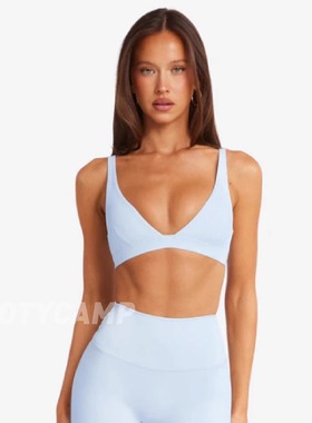 *csb背心~y标带胸垫FreedomContourCrop叠穿V领运动内衣ice冰蓝