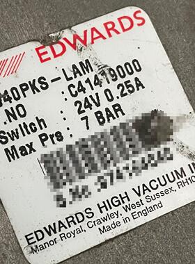 F040PKS-LAM EDWARDS压力开关 24V 0.25A 7 BAR议价维修