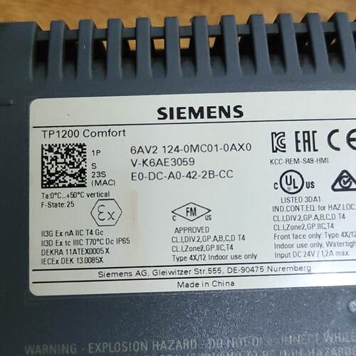 6AV2124-0MC01-0AX0 TP1200 Comfort 工控触摸屏人机界面议价维修