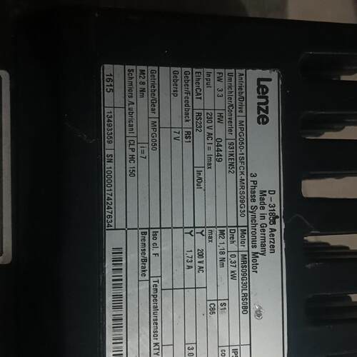 MPG050-1SFCK-MRS09G30 伦茨三相同步电机 工控器材议价维修