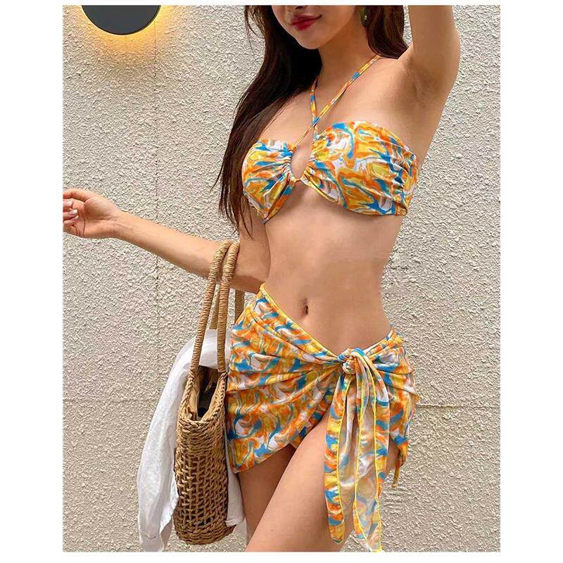 周雨彤泳衣女款超性感比基尼2023新款温泉女孩遮肉网红款保守分体