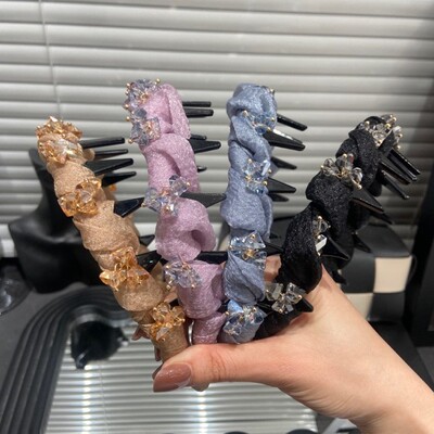 水钻带齿防滑波浪发箍碎发整理