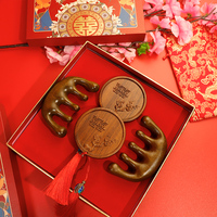 結(jié)婚檀木梳子一對(duì)鏡子套裝
