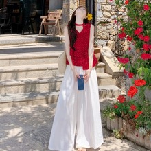 夏日多巴胺穿搭套装裤子轻熟小众不撞款亚麻云南旅游明媚感一整套