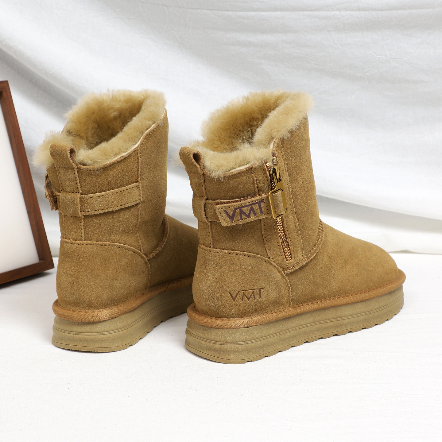 真皮羊毛厚底防滑雪地靴女