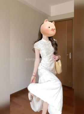 MLYD/定制 大尺码复古新中式改良旗袍女国风清冷感气质假两件洋装