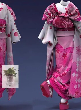 日本传统和服3d模型MD+Clo3d+FBX+ZTL+KSP服装打版工程源文件2088