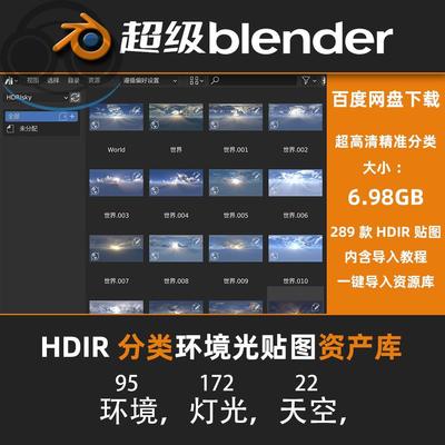 blender分类资产库HDRI环境灯光天空贴图预设高清材质球资产库