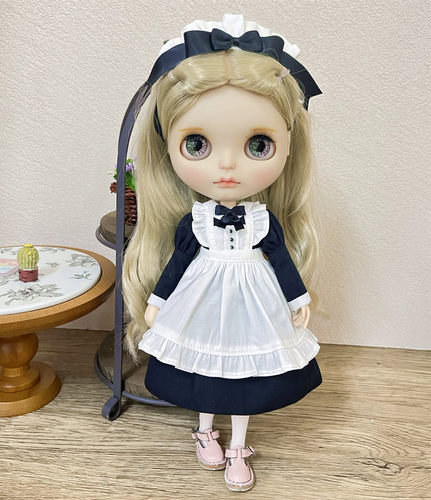 ob24/blythe小布娃衣 经典黑白女仆装四件套