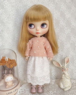 现货娃衣blythe小布 ob24Azone 毛衣蕾丝裙套装