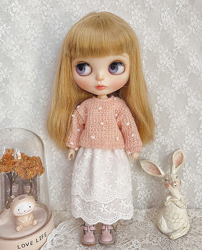 现货娃衣blythe小布 ob24Azone 毛衣蕾丝裙套装