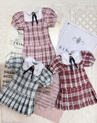 Azone blythe ob24光魇双生日系 学院格子连衣裙