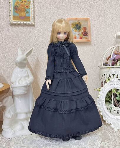 Azone blythe ob24 光魇双生 复古欧式黑白两色 衬衫长裙两件套
