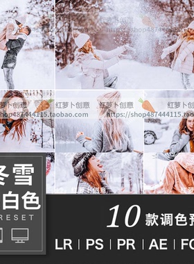 LR调色PS冬天冬日下雪天银白色摄影PR/FCPX手机light滤镜room LUT