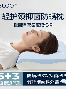 IMBLOO防螨抑菌记忆棉枕芯慢回弹护颈椎枕头透气助睡眠成人A类