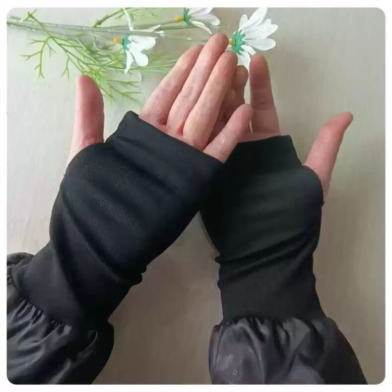 暗黑风半指黑色袖套男女通用防晒凉感机能风露指手套
