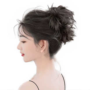 丸子头假发发圈仿真发慵懒盘发神器摄影写真凌乱鸡窝头抓夹花苞头