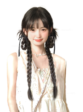 假发辫子女网红辣妹鸡毛拳击麻花辫仿真甜酷垂耳双马尾假发新中式