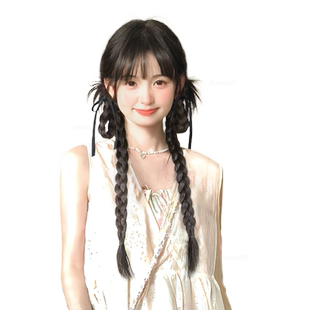 假发辫子女网红辣妹鸡毛拳击麻花辫仿真甜酷垂耳双马尾假发新中式