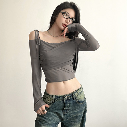 长袖街头常规一字肩涤纶女