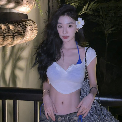 短袖甜酷常规拼色涤纶女