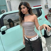 WEIRD 百搭短上衣 复古ins风辣妹挂脖抹胸背心女性感修身 PUSS 美式