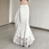 月光绝美气质仙蕾丝提花拼接半身裙女时髦修身 WEIRD PUSS法式 长裙