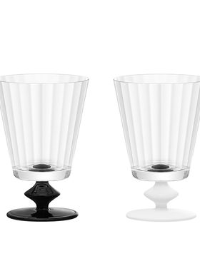 昀/yyun 黑白红酒杯高脚手工玻璃香槟杯 法式中古杯啤酒杯子礼盒