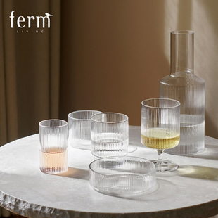 烟灰 家用冷饮果汁杯酒杯透明 丹麦Ferm Living涟漪水杯玻璃杯套装
