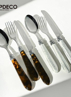 法国Capdeco进口不锈钢西餐牛排刀叉勺三件套 下午茶餐具套装礼盒