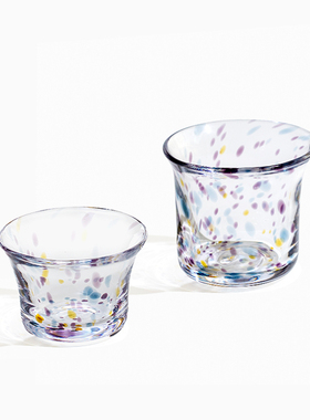 昀yyun手工杯子玻璃杯水杯咖啡杯耐热茶杯波点杯清酒杯家用果汁杯