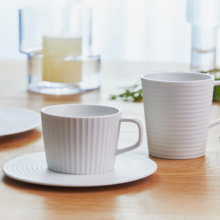 小众马克杯水杯 极简陶瓷咖啡杯茶杯碟套装 日本Living Talk日式