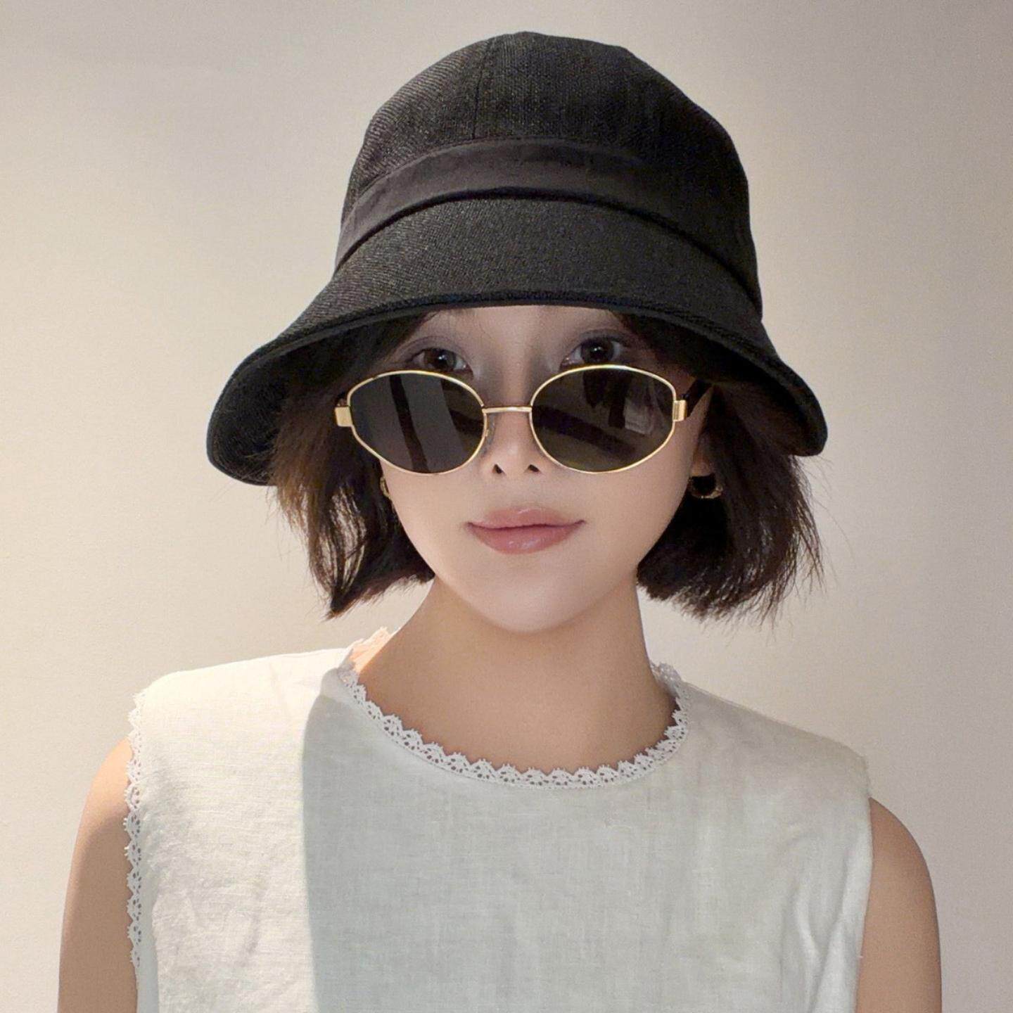 遮阳亚麻蝴蝶结渔夫帽女夏季大檐