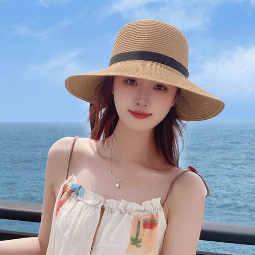 拉菲草帽女遮阳防晒渔夫帽海边