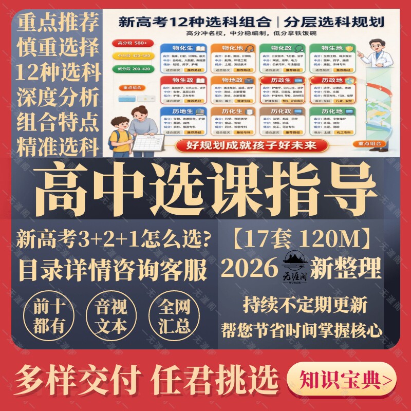 高中生涯规划与选课指导3+2+1文理课高考志愿就业专业选择电子版