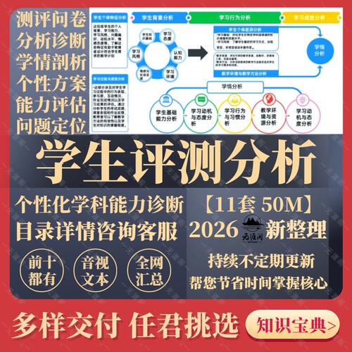 学生测评分析各年级学习问题个性化诊断初高中学科能力测评问卷