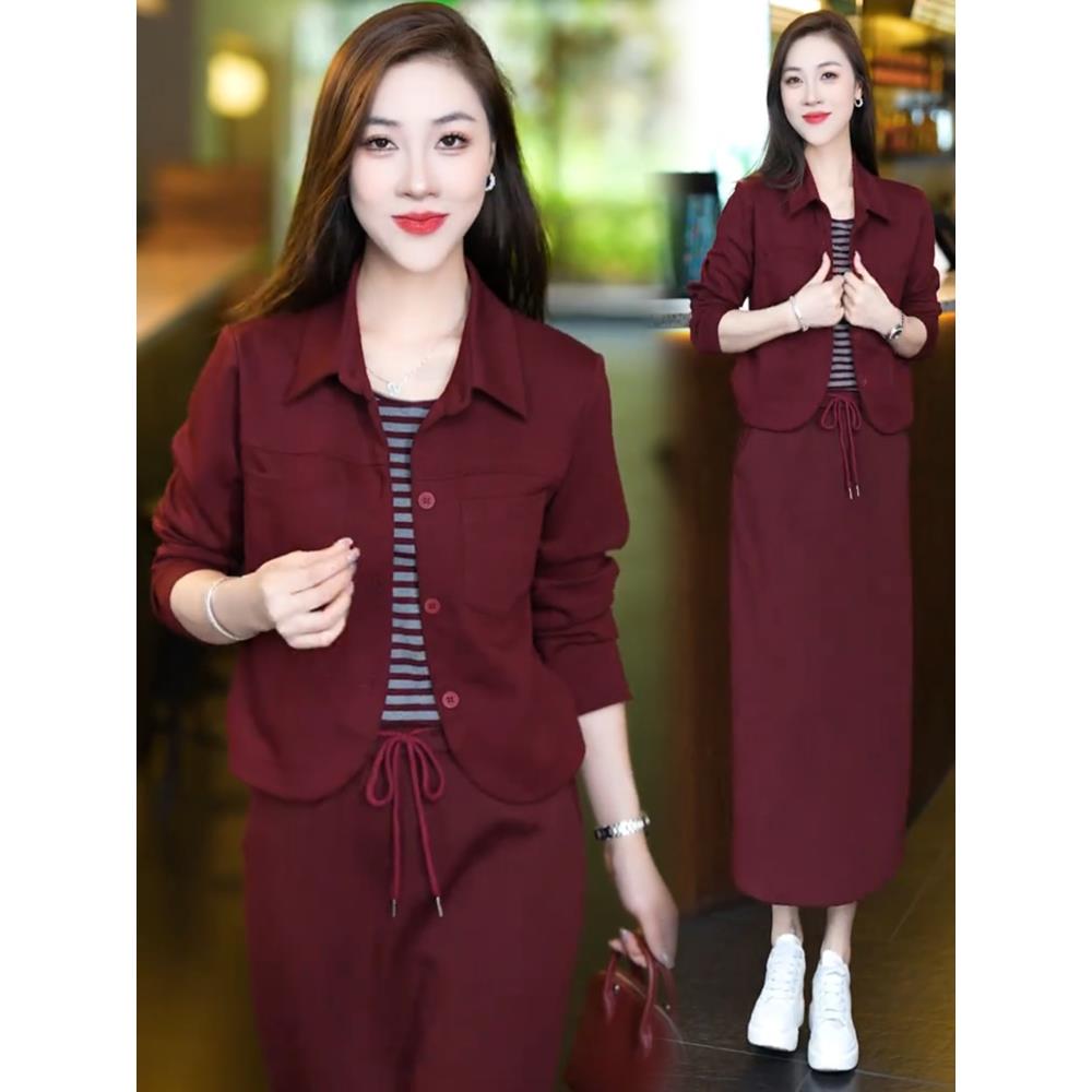 MONLOUVE早秋大方得体小套装女2025秋季新款时尚气质短外套半身裙