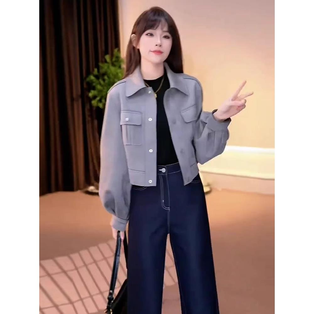 MONLOUVE麂皮绒短外套女2025新款秋季今年流行爆款小个子巨好看的