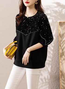 MONLOUVE显瘦正肩卫衣女装秋季2025新款爆款妈妈时尚洋气减龄欧货