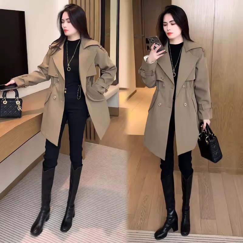 MONLOUVE风衣外套女2025秋季新款时髦洋派抽绳收腰显瘦中长版气质