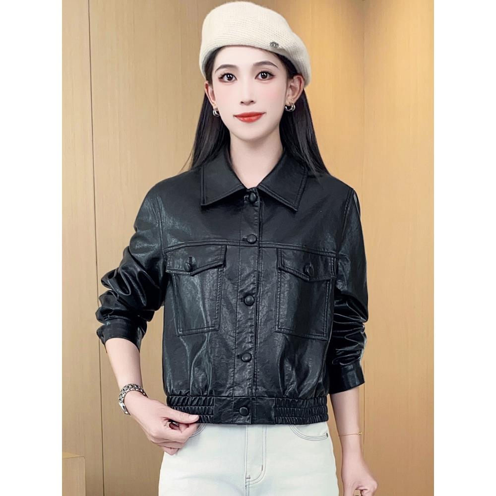 MONLOUVE时尚休闲短外套女2025秋季新款机车服气质潮流百搭宽松皮