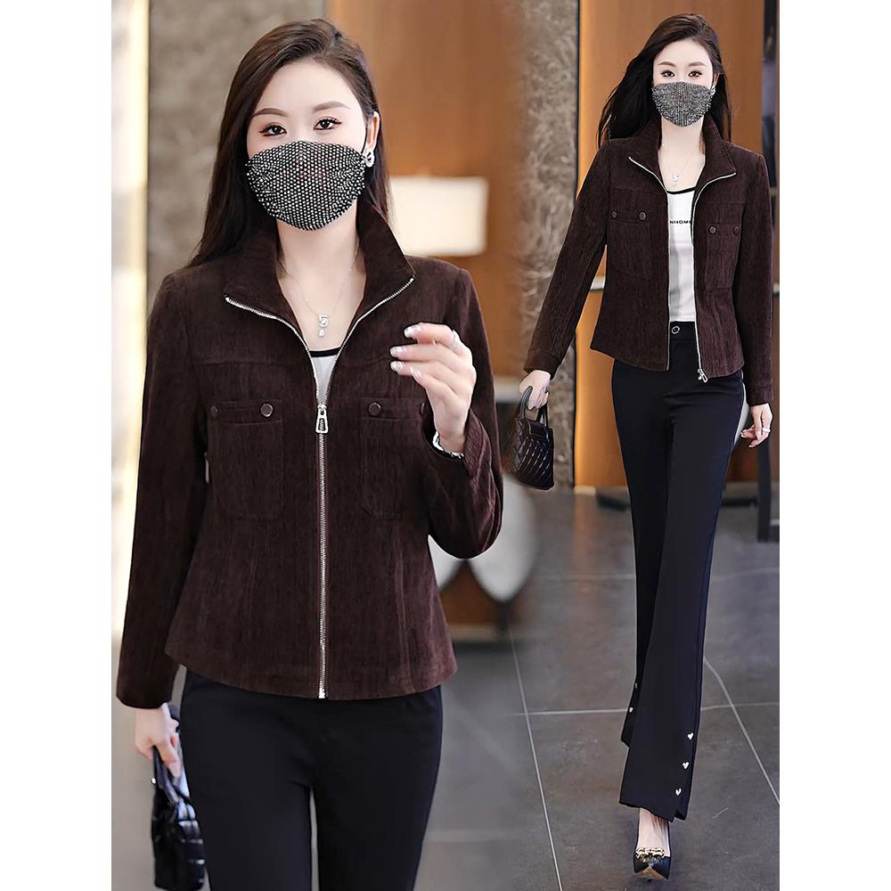 MONLOUVE时尚气质拉炼短外套女士2025秋季新款洋气宽松显瘦百搭减